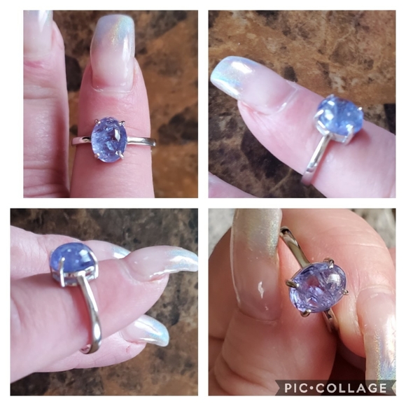 Genuine 2ct Tanzanite Cabochon Ring Size 8 - Picture 3 of 7
